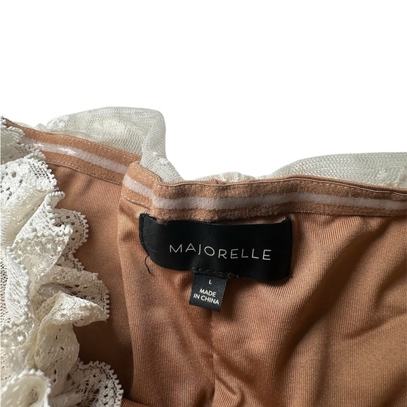 Majorelle Lace Trim Strapless Dress in Cream and Tan - Picture 6 of 6